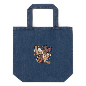 Collections carry love organic denim tote